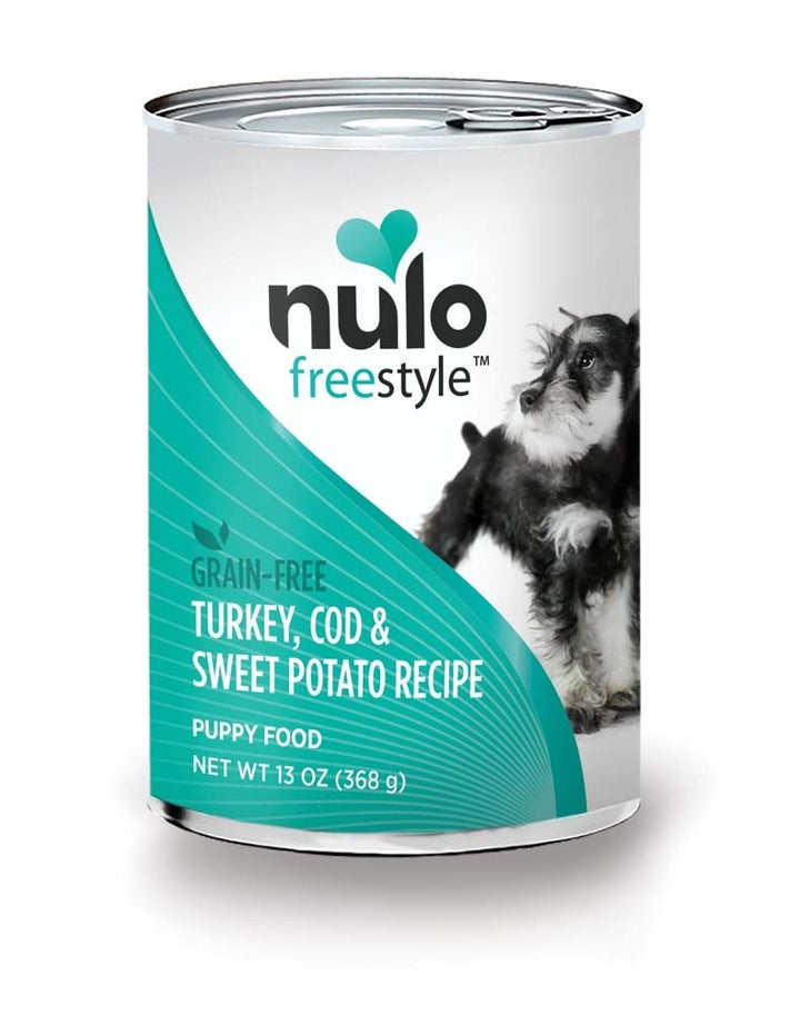 Nulo Freestyle Grain-Free Puppy Wet Dog Food Turkey, Cod, & Sweet Potato 13oz. (Case of 12)