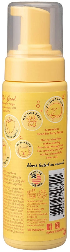 Pet Head No-Rinse Foam for Cats Lemonberry with Lemon Oil - 6.7 oz