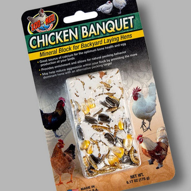 Zoo Med Chicken Banquet Mineral Block for Backyard Laying Hens Multi-Color 1ea/6.17 oz