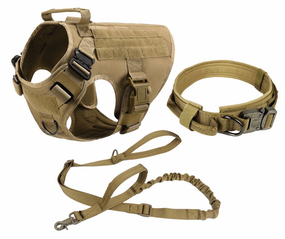 Military Dog Tactical Harness and Leash Set (Brown)