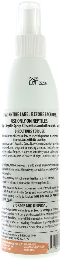 Miracle Care Reptile Spray - Kills Mites on Reptiles - 8 oz