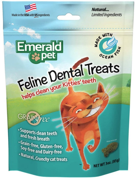Emerald Pet Feline Dental Treats Ocean Fish Flavor - 18 oz (6 x 3 oz)