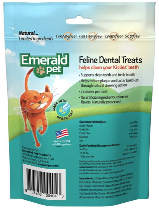 Emerald Pet Feline Dental Treats Ocean Fish Flavor - 18 oz (6 x 3 oz)