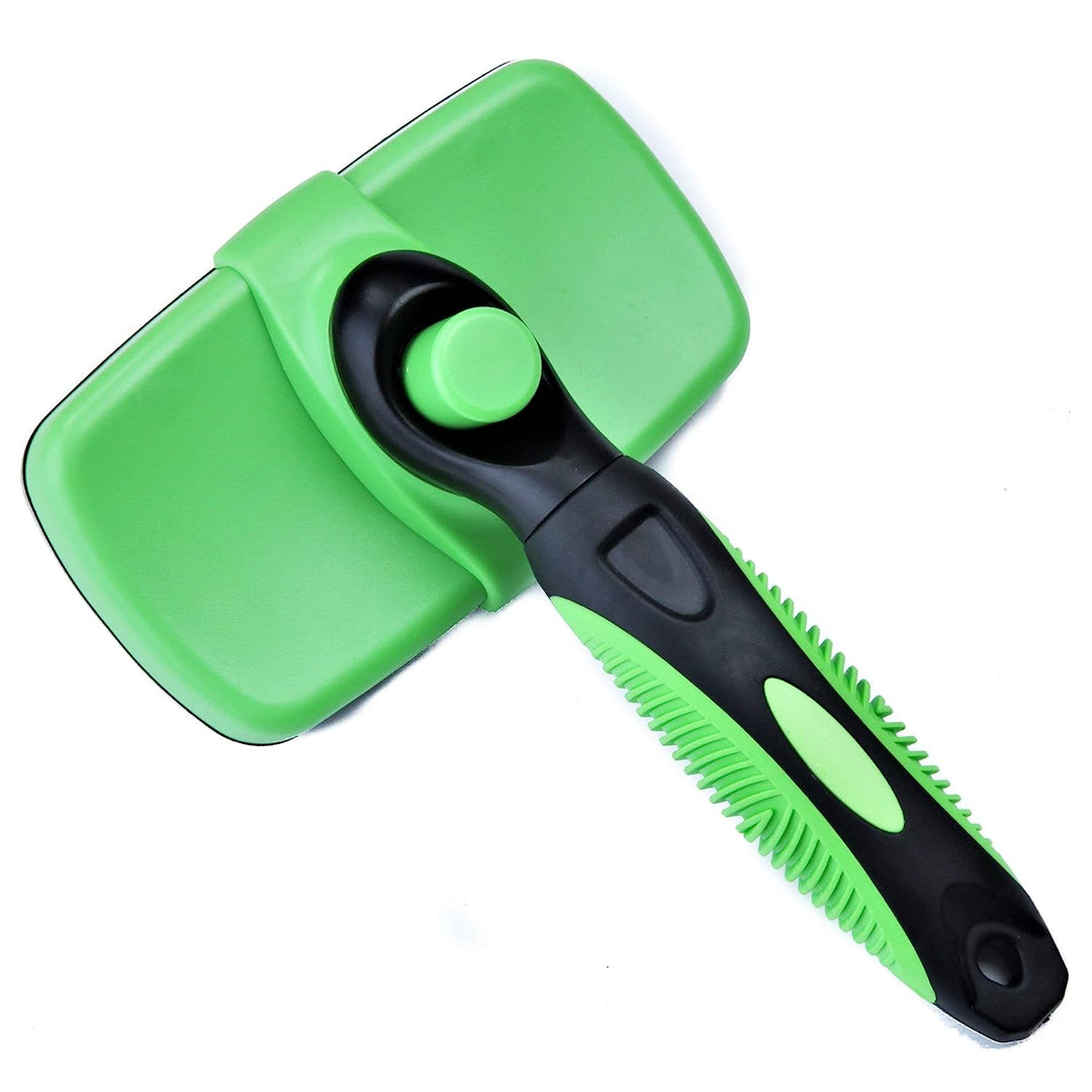 Easy Clean Slicker Grooming Brush for Dogs & Cats - Green