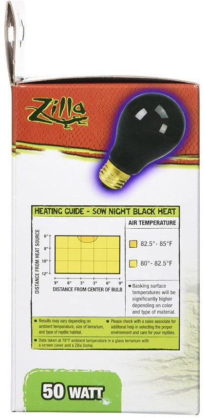Zilla Night Time Black Light Incandescent Heat Bulb - 50 Watts