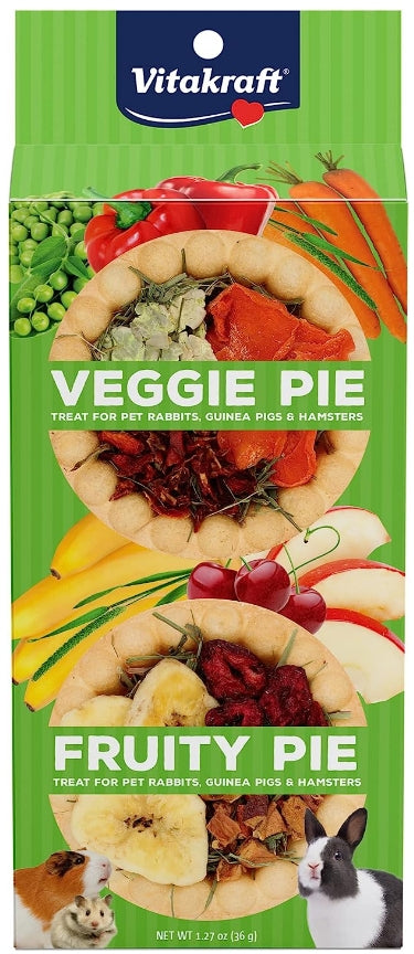 Vitakraft Veggie and Fruity Pie Treat for Rabbits, Guinea Pigs, and Hamsters - 2 count