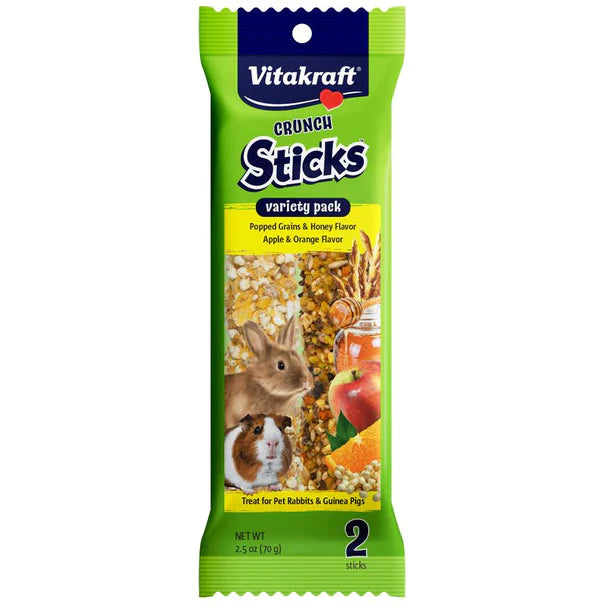 Vitakraft Crunch Sticks Variety Pack Rabbit and Guinea Pig Treats Popped Grains and Apple - 18 count (9 x 2 ct)