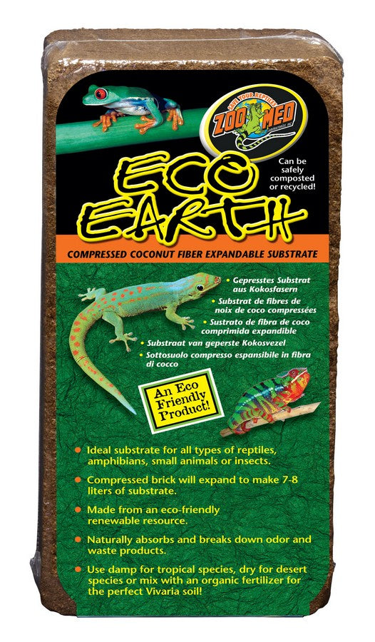 Zoo Med Eco Earth Compressed Coconut Fiber Expandable Substrate - 1 Pack (Makes 7-8 Liters)