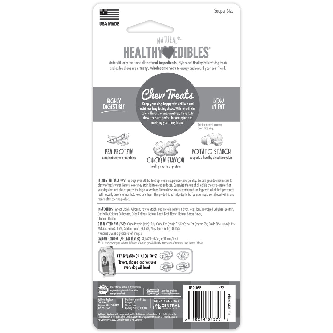 Nylabone Healthy Edibles AllNatural Long Lasting Chew Treats Chicken, 1ea/XL/Souper  50 Lbs. 1 ct