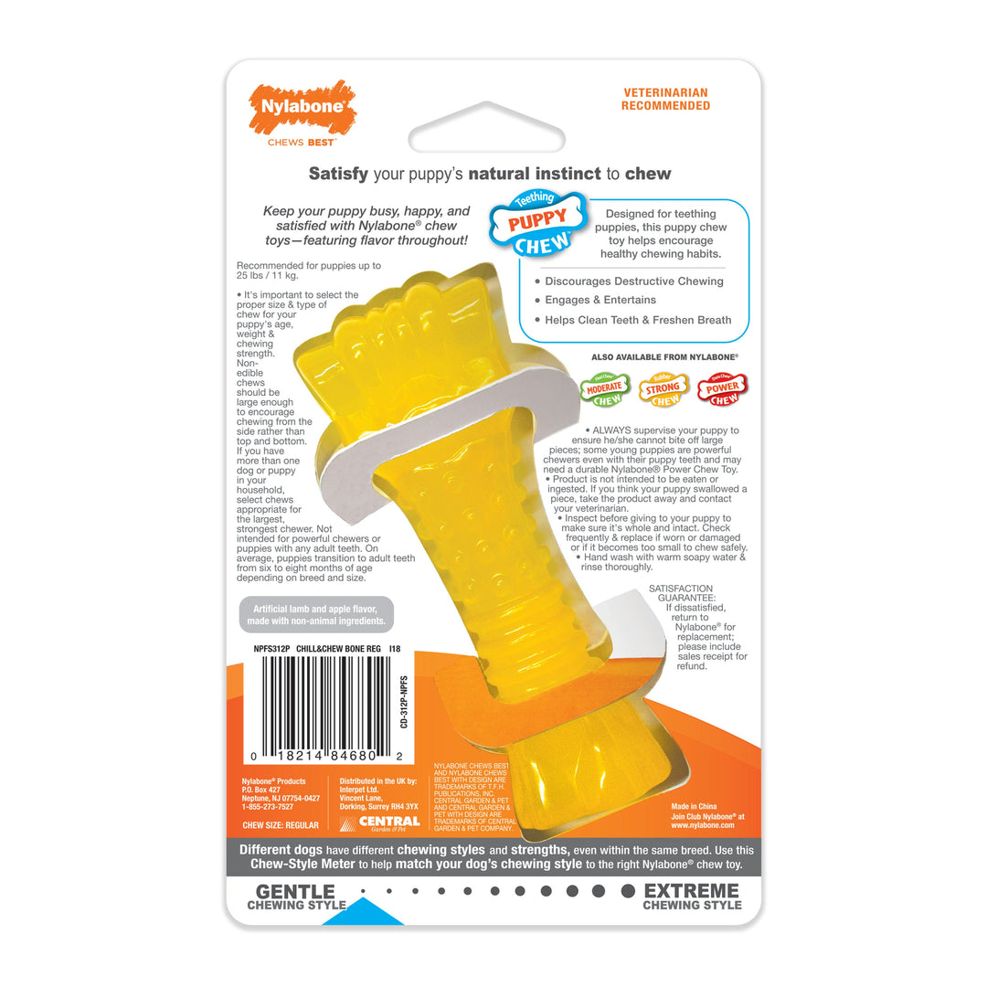 Nylabone Puppy Chew Freezer Dog Bone Chill and Chew Bone Lamb & Apple 1ea/SMall/Regular - Up To 25 Ibs.