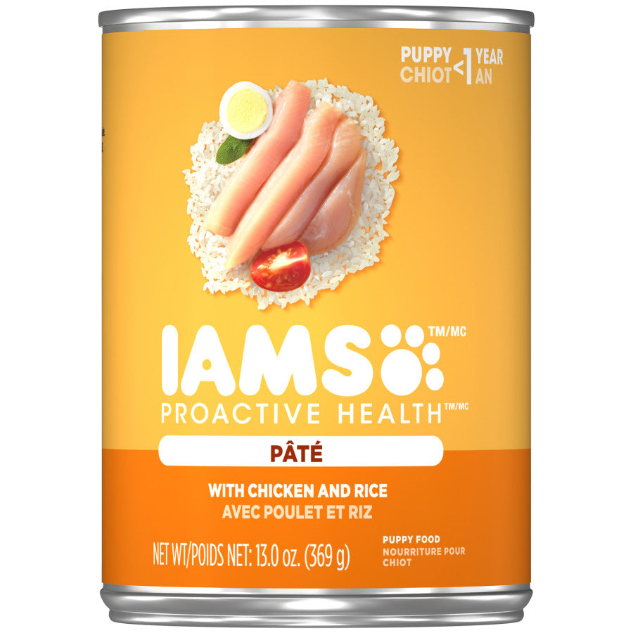 IAMS Proactive Health Paté Puppy Wet Dog Food Pate w/Chicken & Rice 13.2oz