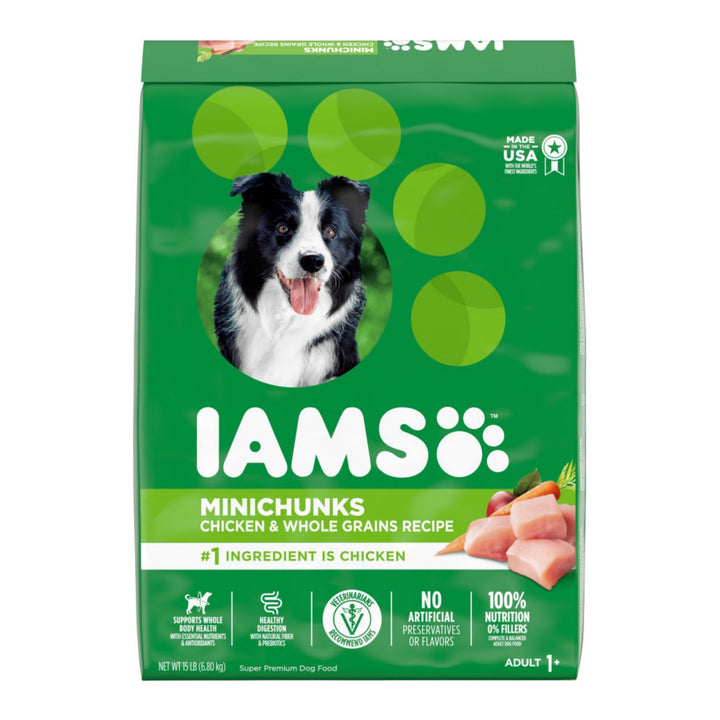 IAMS Minichunks Small Kibble High Protein Adult Dry Dog Food Real Chicken 15lb