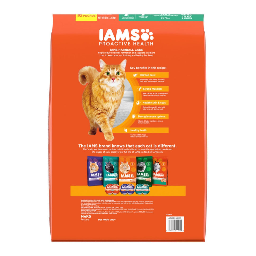 IAMS Proactive Health Hairball Care Adult Dry Cat Food Chicken & Salmon 16lb