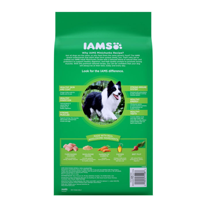 IAMS Minichunks Small Kibble High Protein Adult Dry Dog Food Real Chicken 7lb