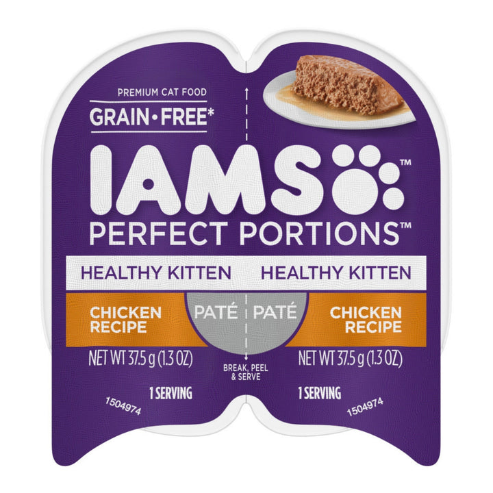 IAMS Perfect Portions Grain Free Healthy Paté Kitten Wet Cat Food Chicken 2.6oz 24pk