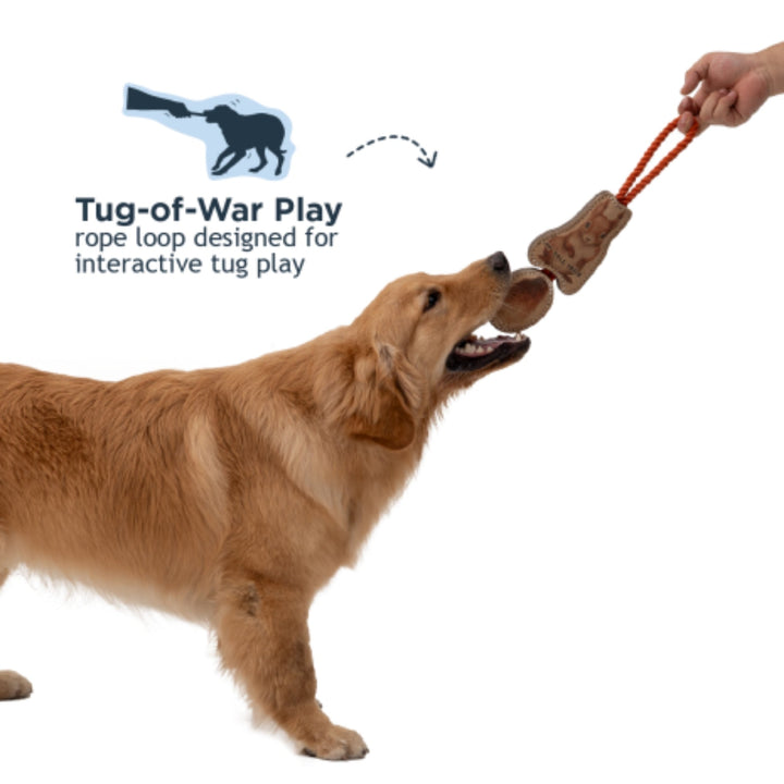 Tall Tails Dog Natural Leather Color Jointed Squirrel Tug, 16in.