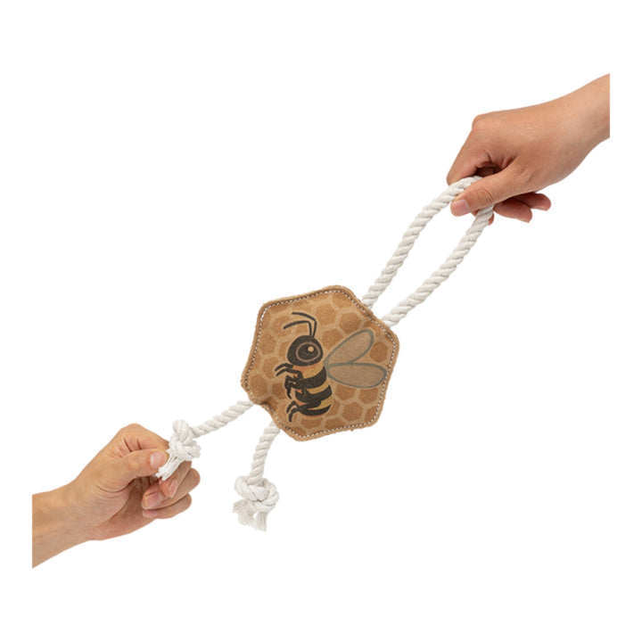 Territory Dog Natural Leather Color Bee Tug Toy 14in.