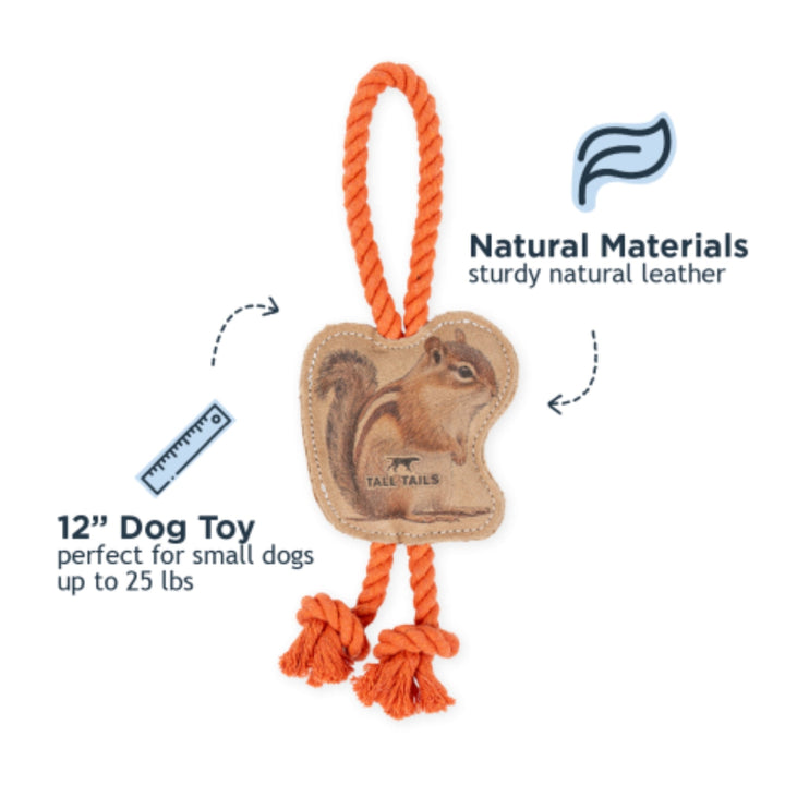Tall Tails Dog Natural Leather Color Chipmunk Tug, 12in.