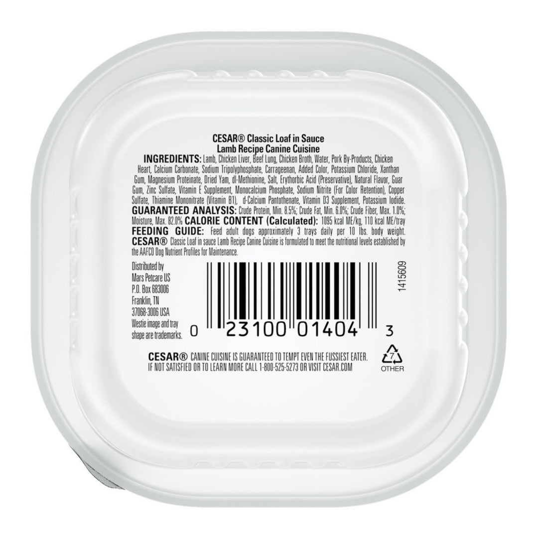 Cesar Classic Loaf in Sauce Adult Wet Dog Food Lamb 3.5oz 24pk