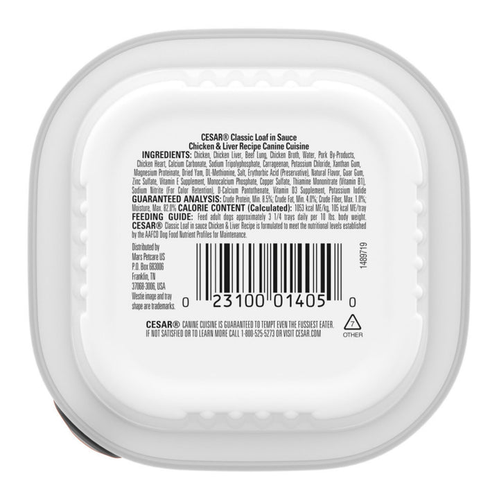 Cesar Classic Loaf in Sauce Adult Wet Dog Food Chicken & Liver 3.5oz 24pk