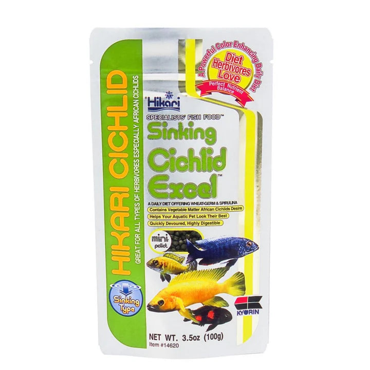 Hikari USA Cichlid Excel Sinking Pellets Fish Food 1ea/3.5 oz, Mini
