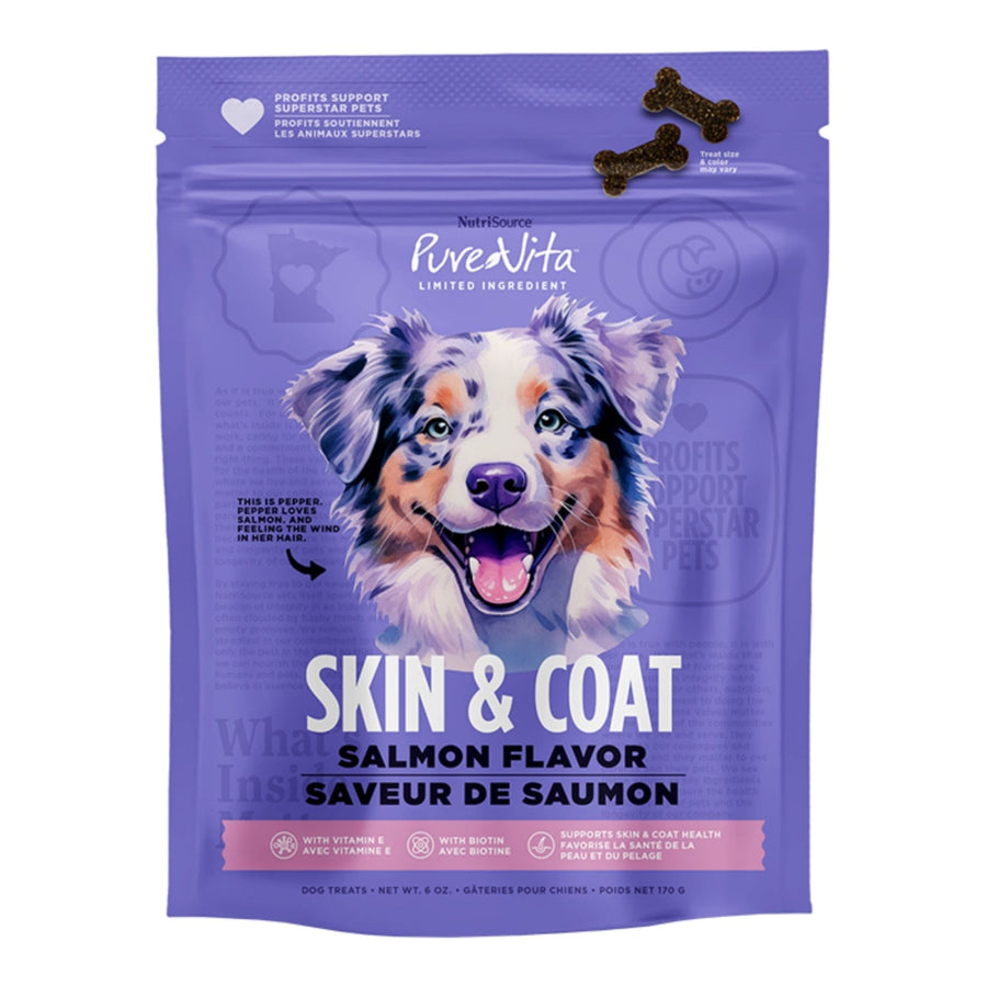 Pure Vita Dog Treat Skin & Coat Salmon 6oz.
