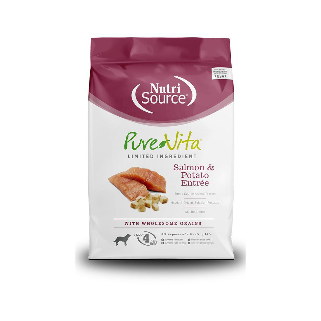 NutriSource PureVita LID Dry Dog Food Salmon & Potato Entrée 25lb