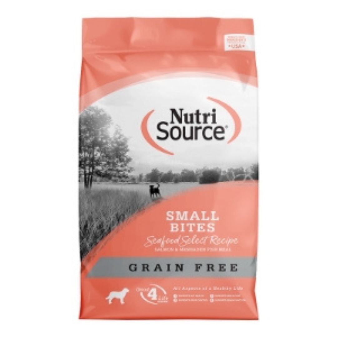 NutriSource Select Recipe Small Bites Grain Free Dry Dog Food Seafood Select 12lb