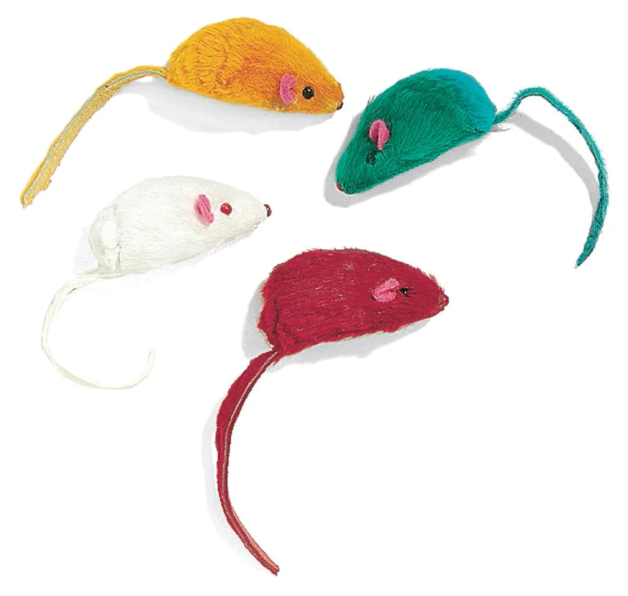 Ethical Pet Plush Mice Asstd Colors 4 Pack-