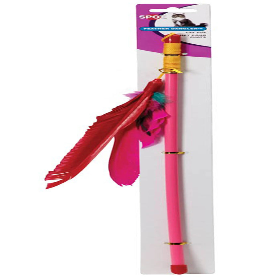Spot Feather Dangler Teaser Wand Cat Toy Multi-Color 18 in-