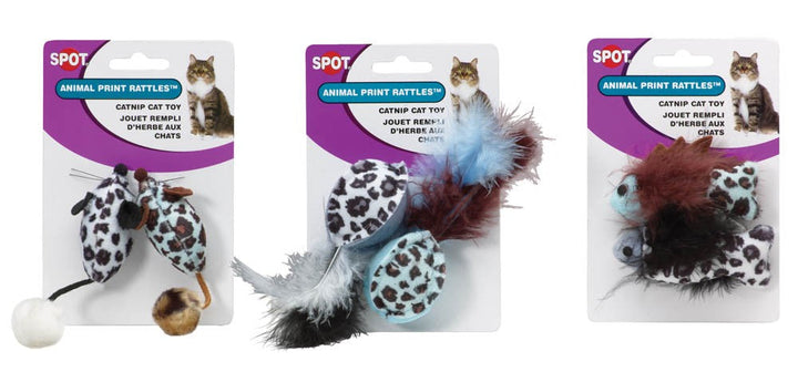 Spot Animal Print Rattle Catnip Toy Assorted 4.5 in 2 Pack
