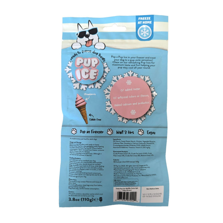 Pup Ice Waffle Cone Strawberry 2 Pk