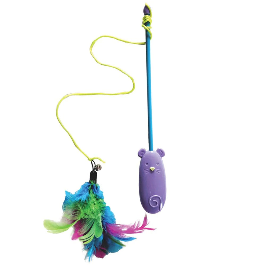 Spot Laser and Feather Teaser Wand Cat Toy Assorted 12 in-