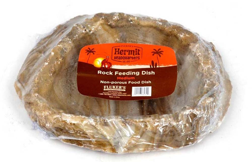 Flukers Hermit Crab Rock Feeding Dish Brown Medium