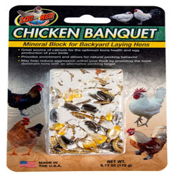 Zoo Med Chicken Banquet Mineral Block for Backyard Laying Hens Multi-Color 1ea/6.17 oz-