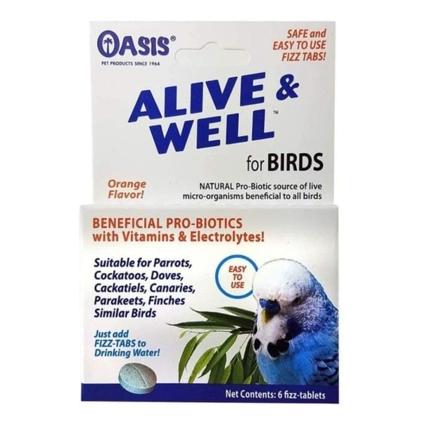 Oasis Alive and Well, Stress Preventative and Pro-Biotic Tablets for Birds - 1 count-