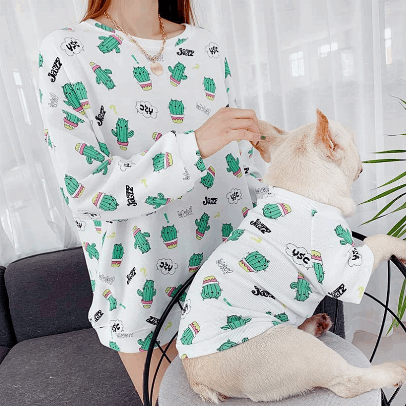 Green Dinosaur - Matching Pet and Owner Clothing Set-White-SMALL-1