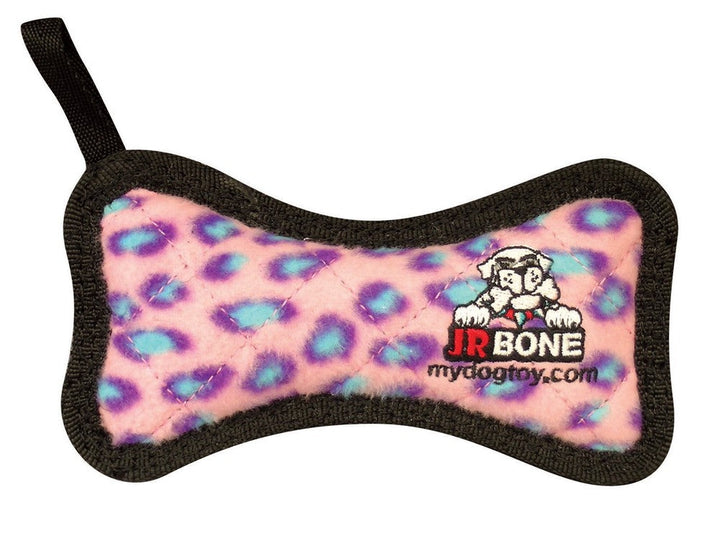Tuffy Jr Bone Durable Dog Toy Pink Leopard, 1ea/6.2 in