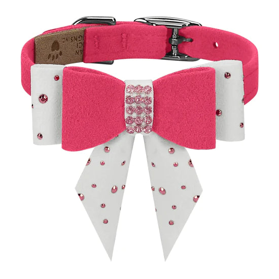Pink is Love Double Tail Bow Collar-TC-Raspberry-