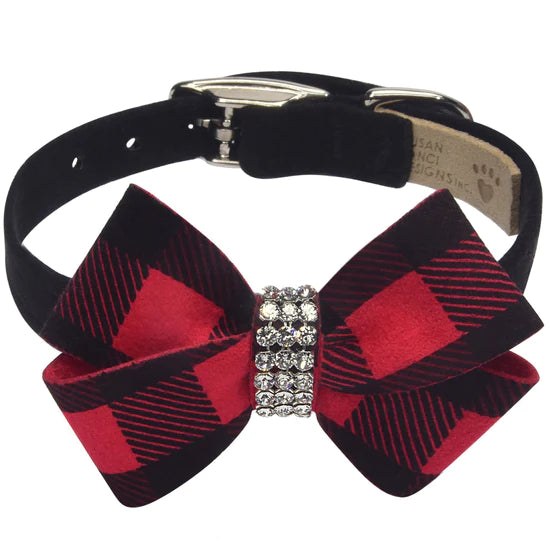 Red Gingham Nouveau Bow Collar-TC-Black-