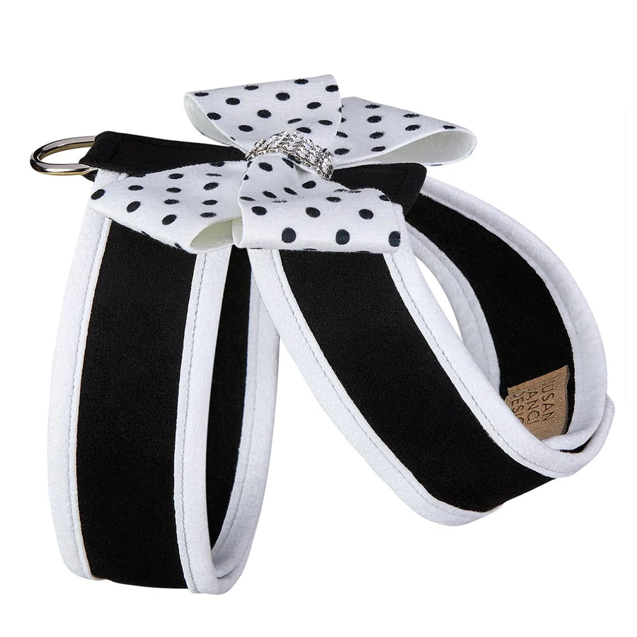 Polka Dot Nouveau Bow Tinkie Harness with White Trim-