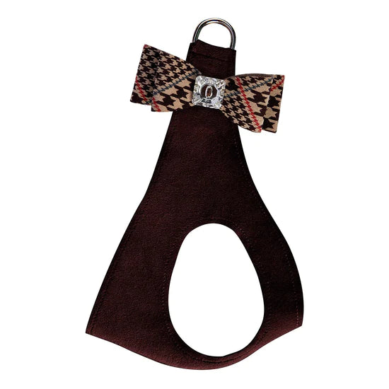 Chocolate Glen Houndstooth Big Bow Step In Harness-TC-Chocolate-