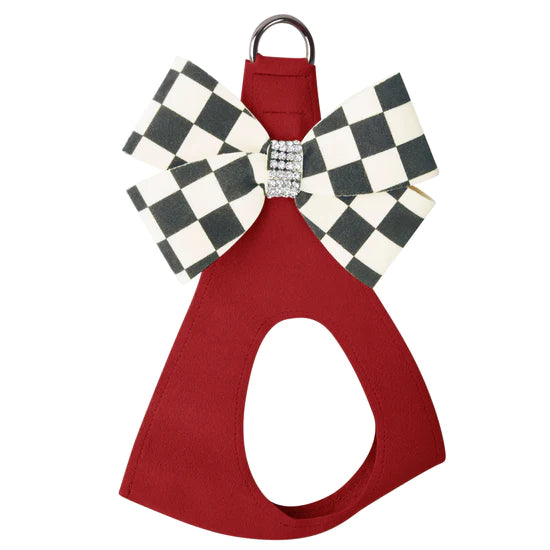 Windsor Check Nouveau Bow Step In Harness- Classic Neutrals-TC-Red-