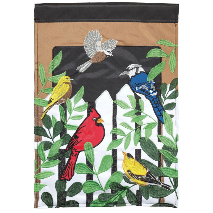 Birds On Fence Garden Flag