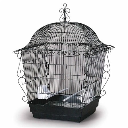 Elegant Scrollwork Bird Cage - White-