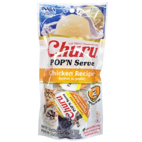 Inaba Churu Pop'N Serve Cat Treat Chicken 2.46oz. (Case of 4)