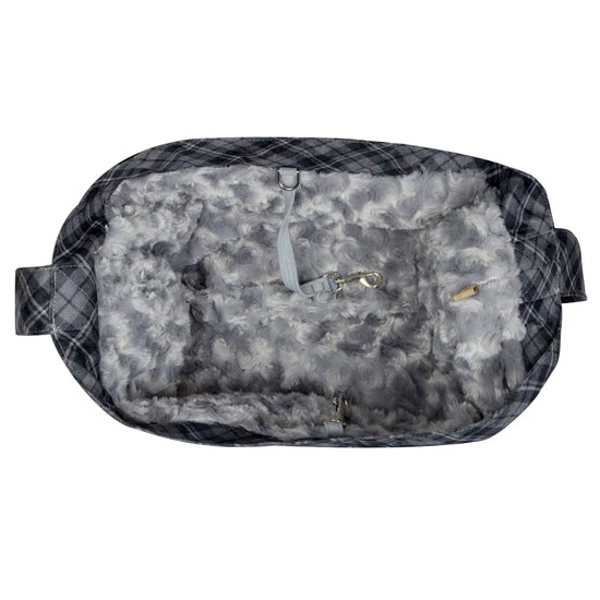 Scotty Charcoal Plaid Cuddle Carrier-1-Platinum Curly Sue-