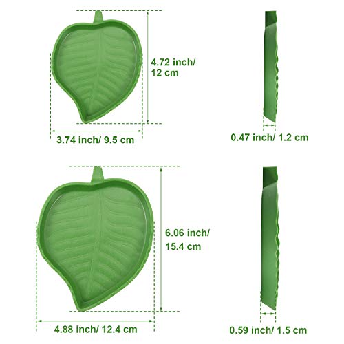 Boao 2 Pieces Leaf Reptile Food Water Bowl Plate Feeding Dish for Tortoise