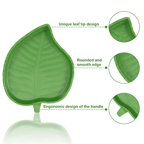 Boao 2 Pieces Leaf Reptile Food Water Bowl Plate Feeding Dish for Tortoise