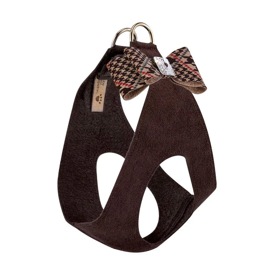 Chocolate Glen Houndstooth Big Bow Step In Harness-